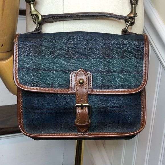 WRALPH LAUREN Black Watch Plaid Crossbody Shoulder Bag Vintage - Picture 13 of 17
